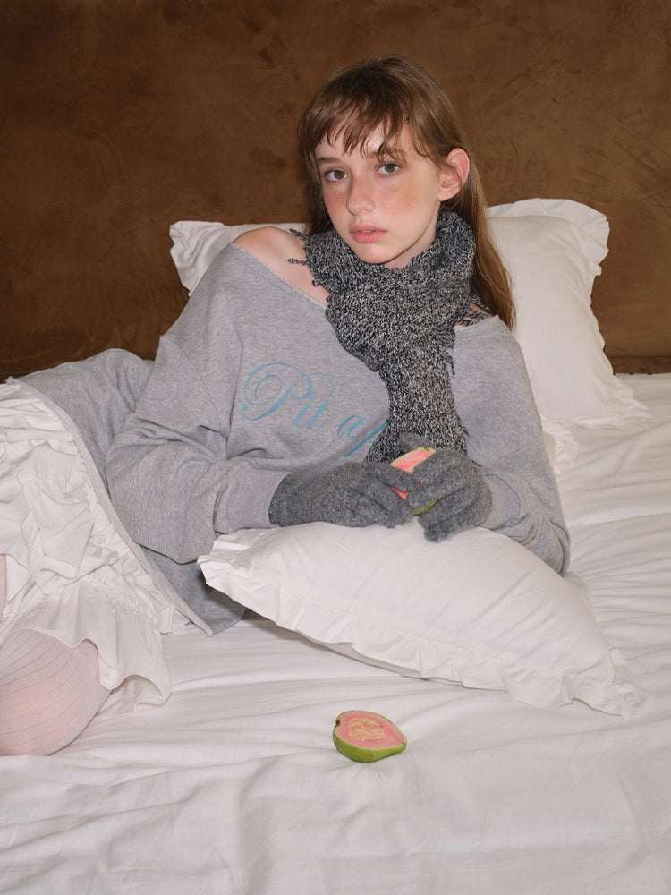 50% Wool Blend Melange Knit Scarf