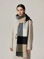 100% Lambswool Plaid Scarf - View 6 | TEVQA