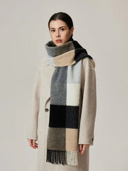 100% Lambswool Plaid Scarf - View 6 | TEVQA