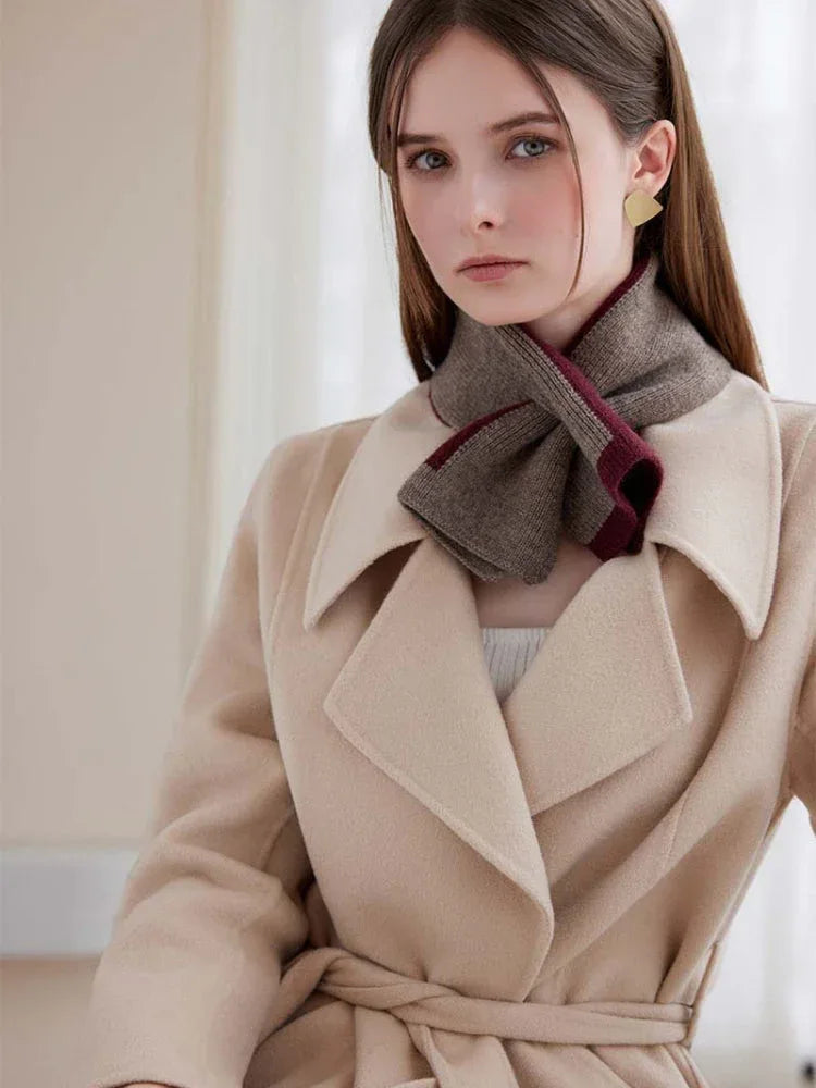 Two-tone knit cross scarf - View 19 | TEVQA