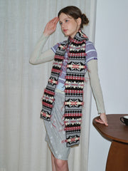 Vintage Fair Isle Nordic Knit Scarf