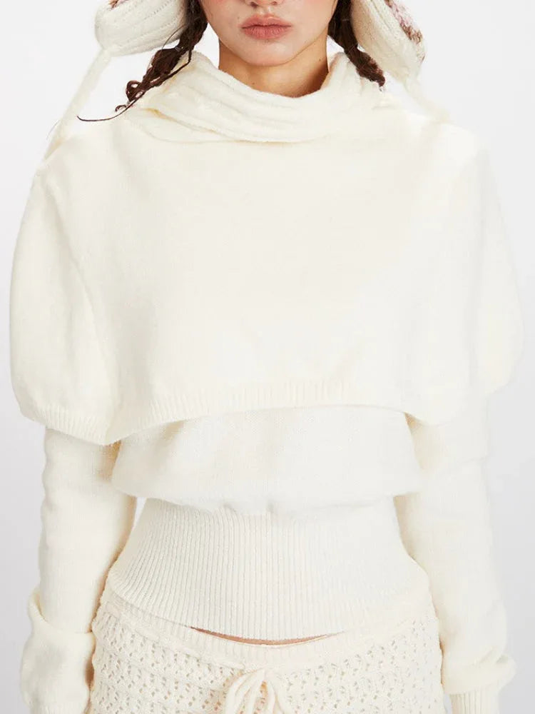Winter Coquette Mock Two-Piece Capelet Sweater - TEVQA