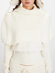 Winter Coquette Mock Two-Piece Capelet Sweater - TEVQA