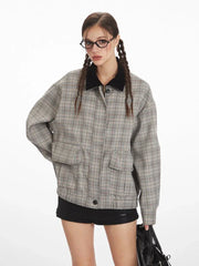 Vintage Plaid Harrington Jacket - TEVQA