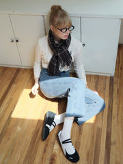 Unisex Brown Plaid Wool Blend Scarf