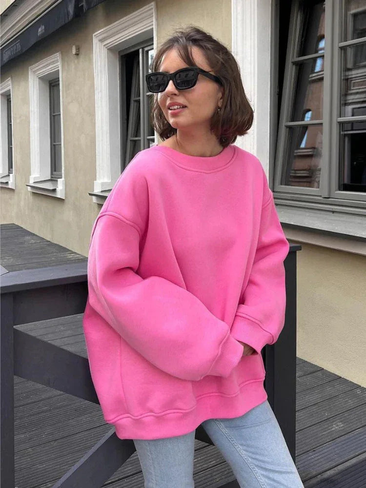 Ultimate Oversized Fleece Crew Neck Sweatshirt - TEVQA