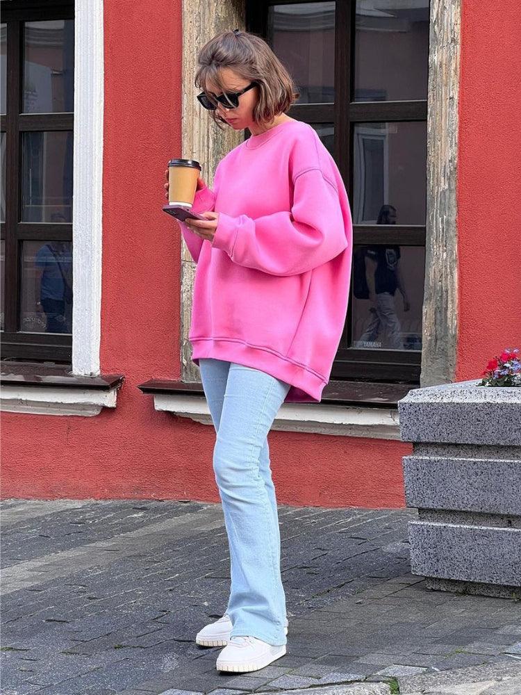 Ultimate Oversized Fleece Crew Neck Sweatshirt - TEVQA