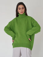 Classic oversized high neck knit sweater - View 9 | TEVQA