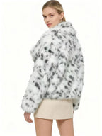 Snow Leopard Faux Fur Jacket - View 6 | TEVQA