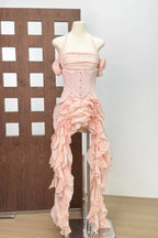 Ivria Halterneck Ruffled Draped Dress - View 7 | TEVQA