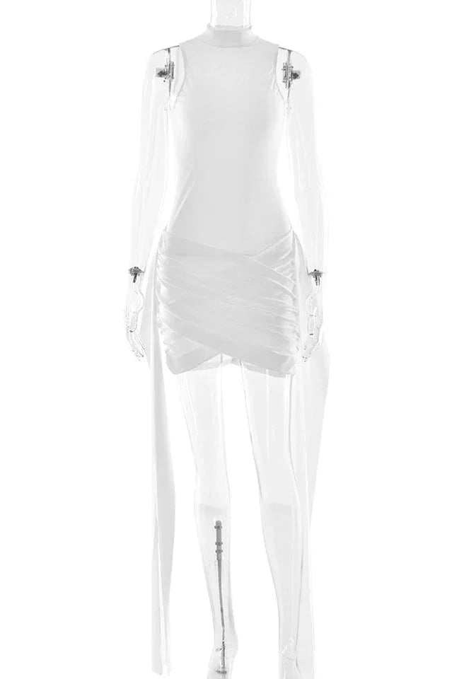 Anji High Neck Criss Cross Mini Dress - TEVQA