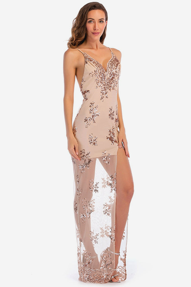 Backless Sequin Party Maxi Dress - Dress In Beauty