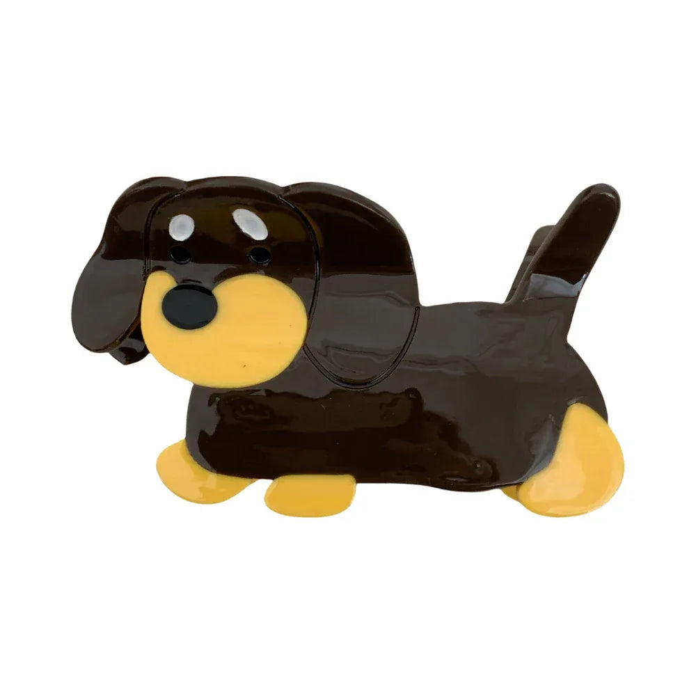 Brown and yellow dachshund hair claw clip Main image