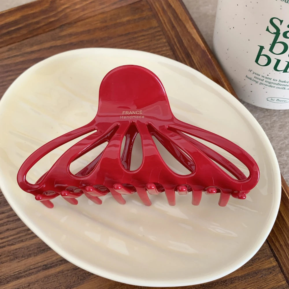 Classic French Style Octopus Hair Claw Clip - 4.3 Inch High Capacity Grip for Thick Hair