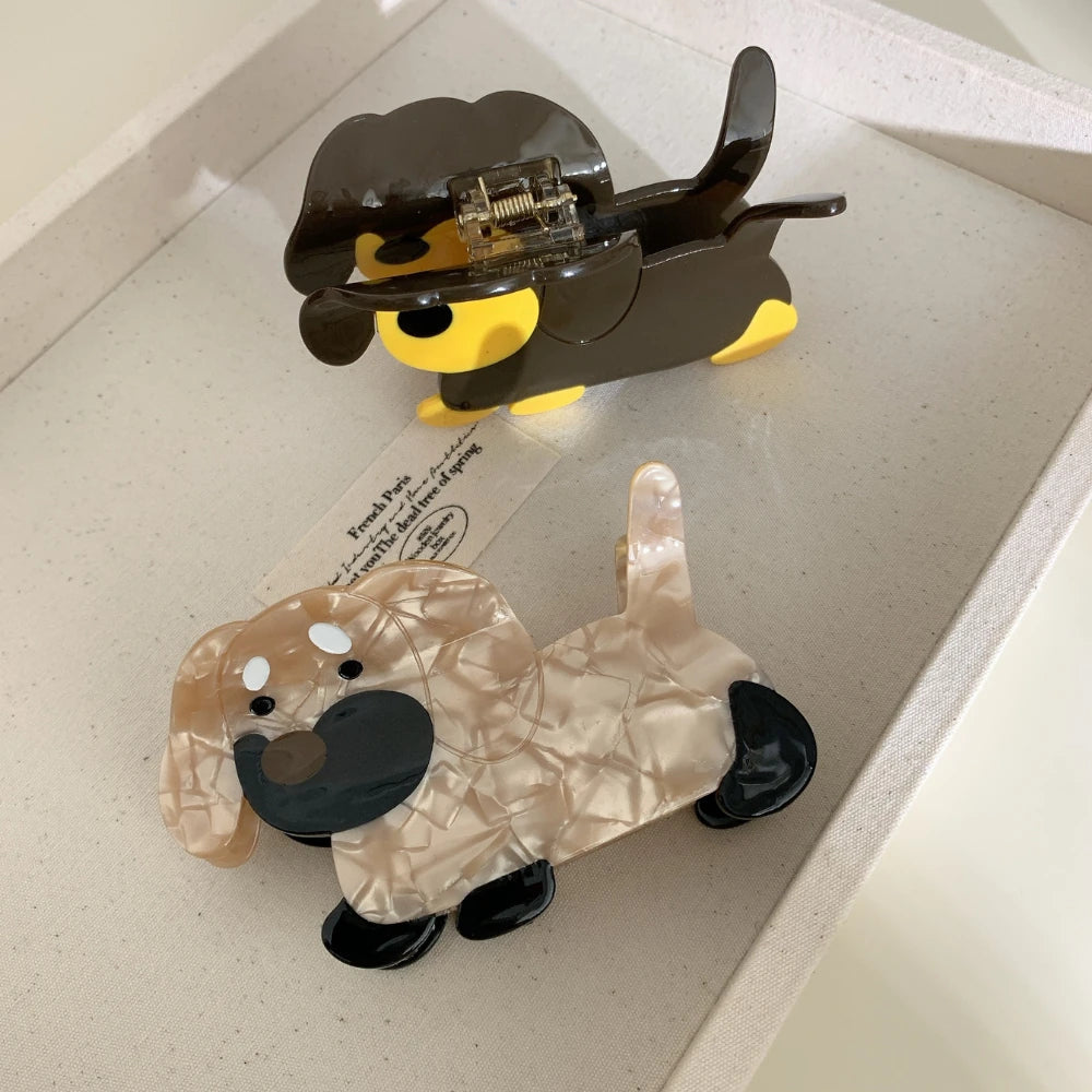 Adorable Acetate Dachshund Dog Hair Claw Clip - 3.8 Inch