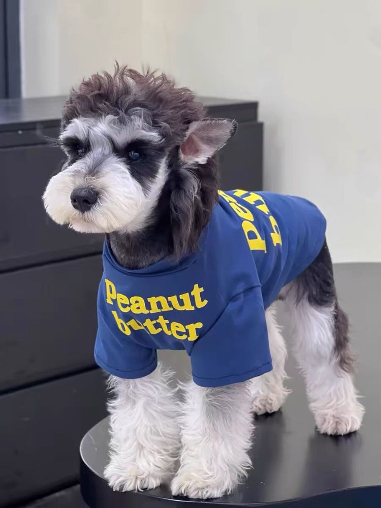 Peanut Butter Graphic Blue Dog T-Shirt Breathable