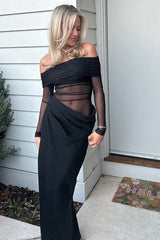 Off-Shoulder Mesh Hollow-Out Bodycon Dress | Dress In Beauty