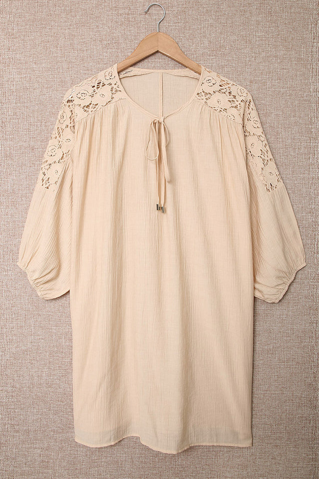 Spliced Lace Three-Quarter Sleeve Cover Up | Dress In Beauty