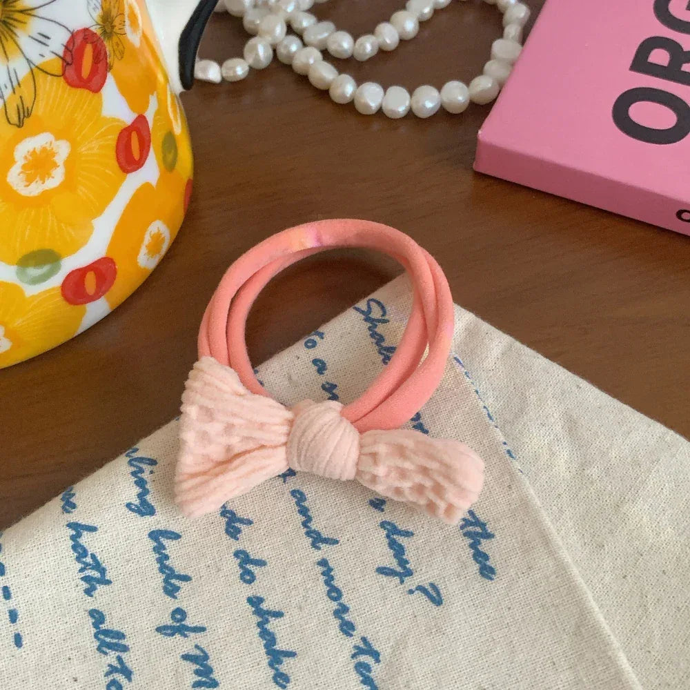 Gentle Knit Knot Bow Hair Ties for Kids - View 10 | TEVQA
