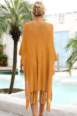 Fringe Trim Dolman Sleeve Openwork Cover Up | Dress In Beauty