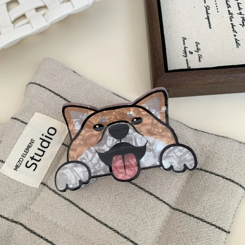 Whimsical Dog Breed Acetate Hair Claw Clip (3.7 Inch) - TEVQA