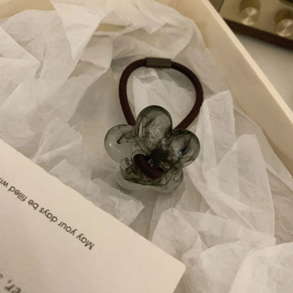 Acetate flower hair tie - View 7 | TEVQA