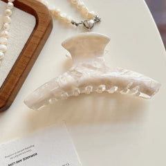 Large beige acetate hair claw clip with woven lattice design - View 9 | TEVQA