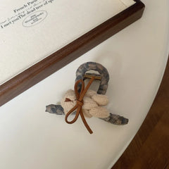 Oversized plaid scrunchie with knit charm - View 12 | TEVQA