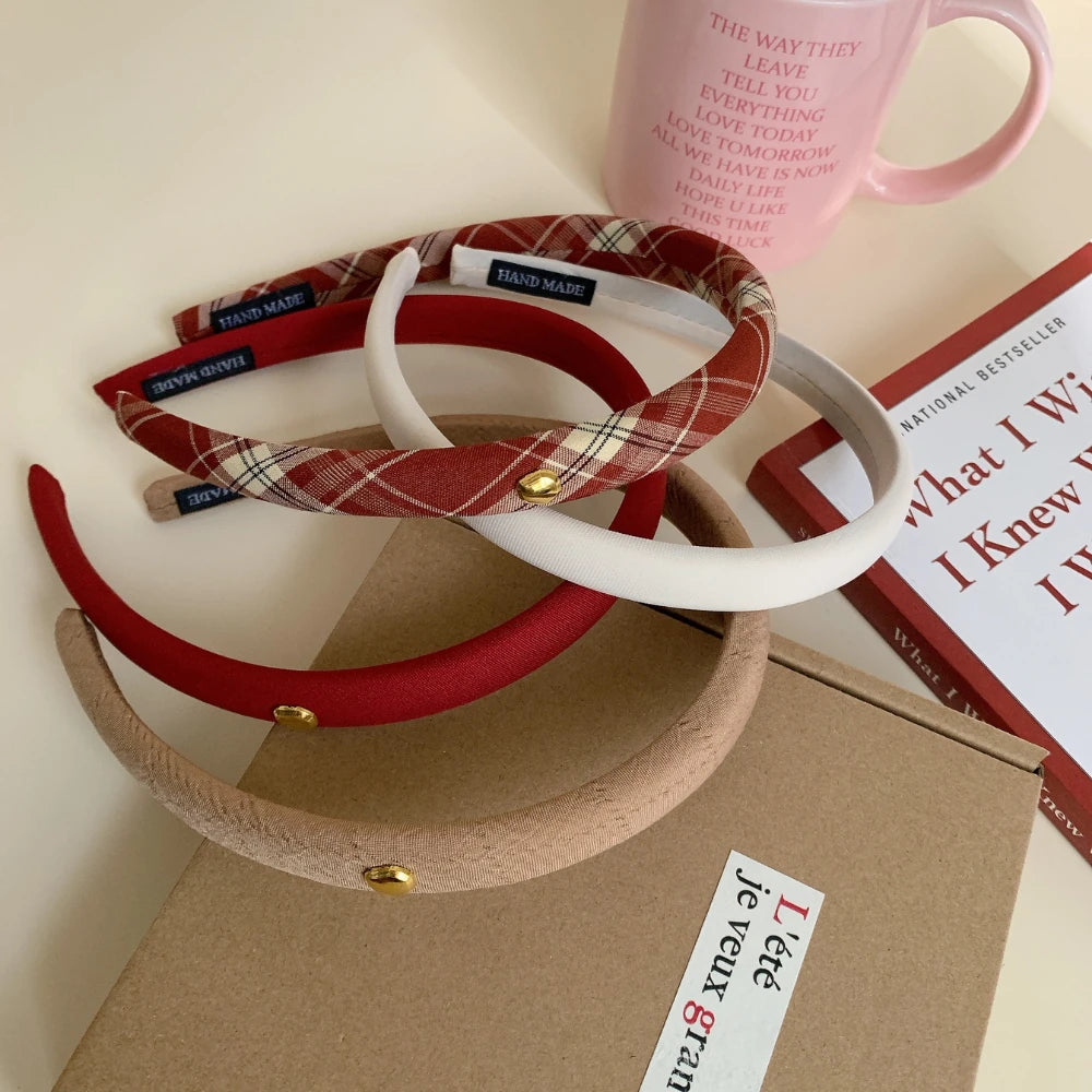 Slim Preppy Headband with Gold Stud - 0.6 Inch