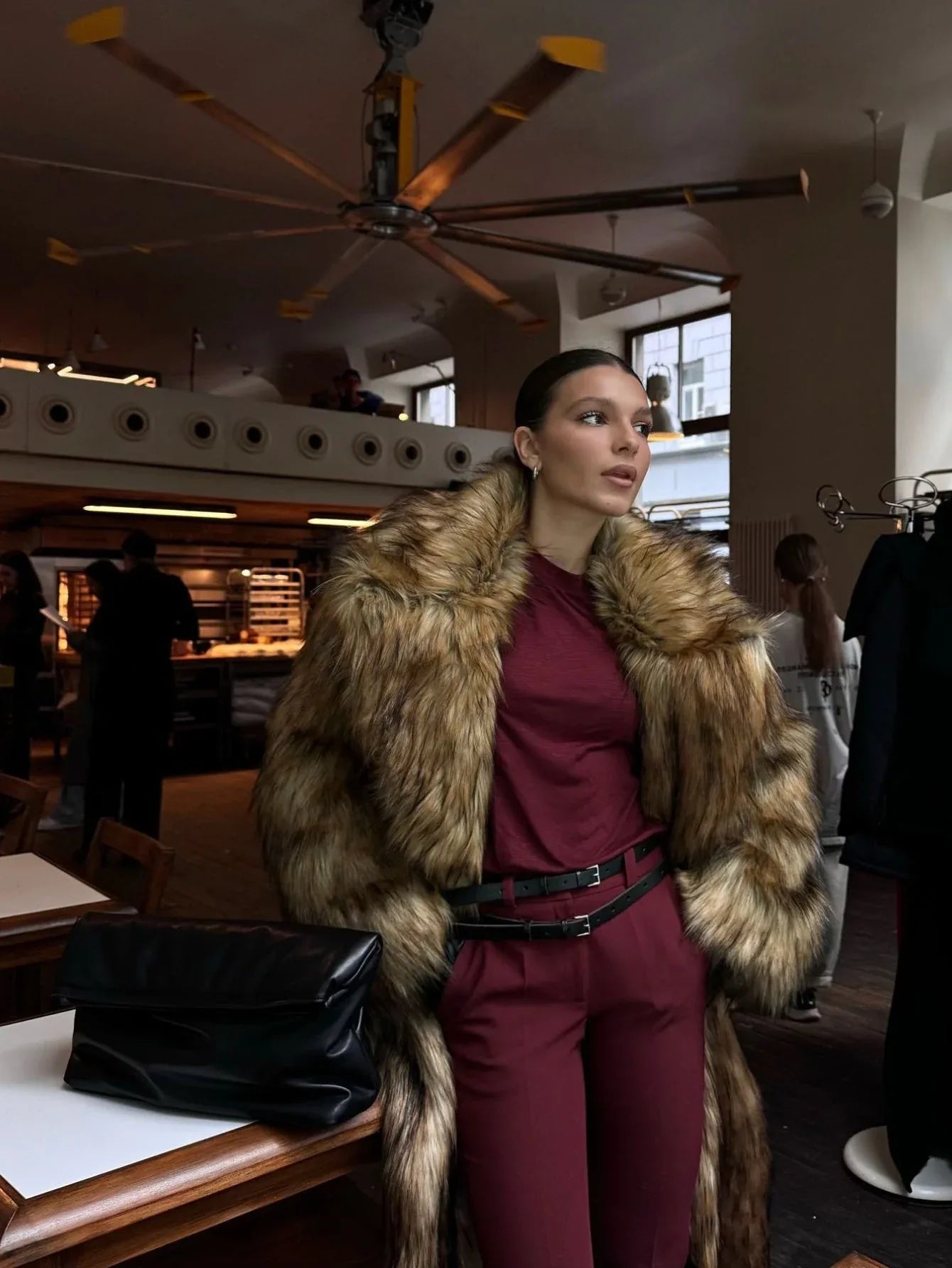 Long faux fur maxi coat - View 6 | TEVQA