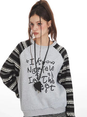 Y2K Grunge Graffiti Graphic Sweatshirt - TEVQA