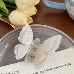2.8 Inch 3D Iridescent Butterfly Acetate Hair Claw - Solid 25g Premium Clip