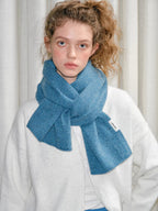 Speckled 100% Wool Knit Scarf Turquoise Blue