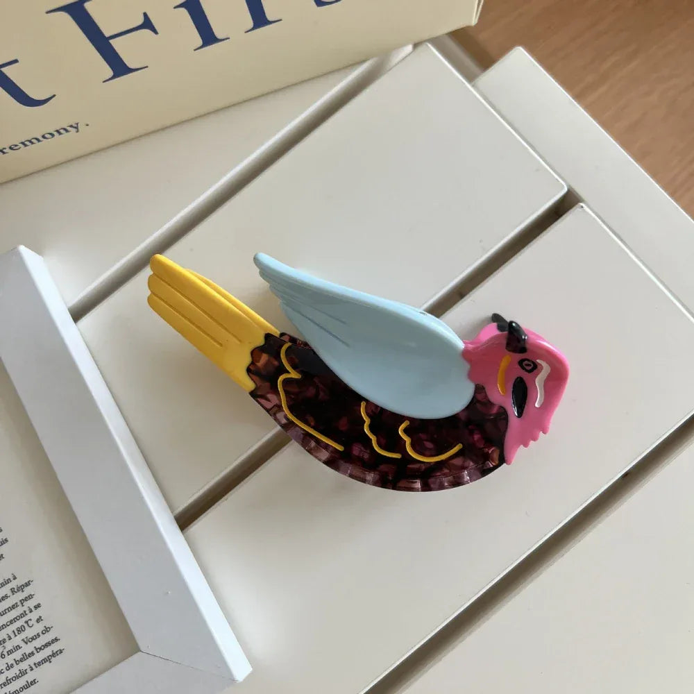 Artistic Acetate Bird Hair Claw Clip - View 6 | TEVQA