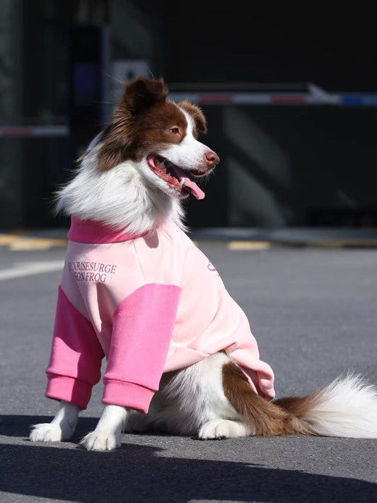 Pink Colorblock Fleece Sweatshirt For Large Dogs