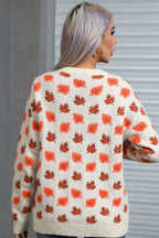 Maple Leaf Print Sweater - View 8 | TEVQA