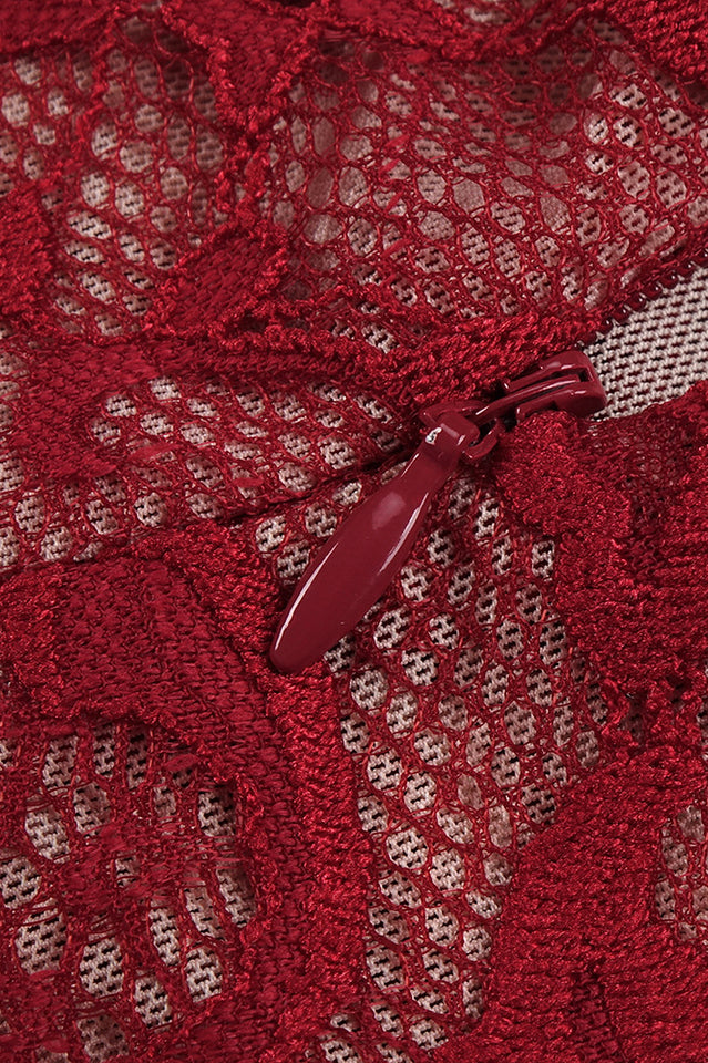 Marjorie Red Rose Lace Halter Maxi Dress | Dress In Beauty