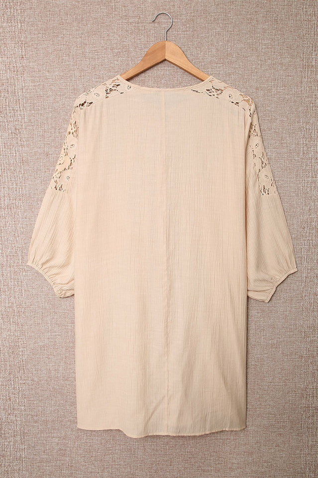 Spliced Lace Three-Quarter Sleeve Cover Up | Dress In Beauty