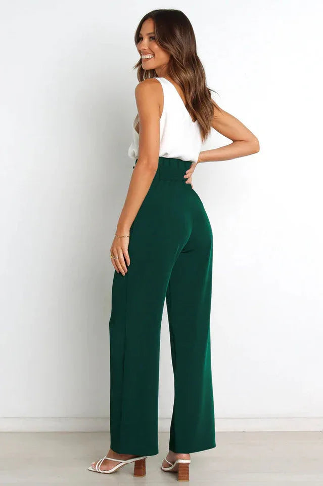 Belted wide leg crepe trousers - View 20 | TEVQA