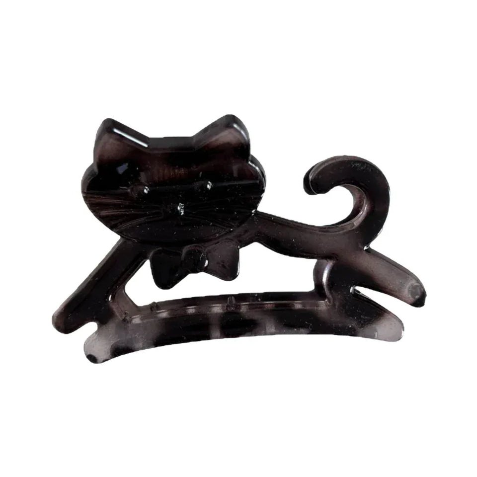 A black cat-shaped hair claw clip with a bow tie detail. Main image