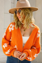 Fuzzy Floral Knit Cardigan - View 17 | TEVQA