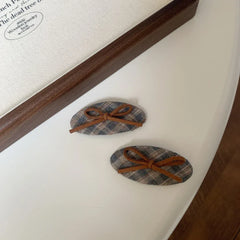 Oversized plaid scrunchie with knit charm - View 8 | TEVQA