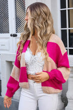 Vibrant Color Block Striped Cardigan - TEVQA