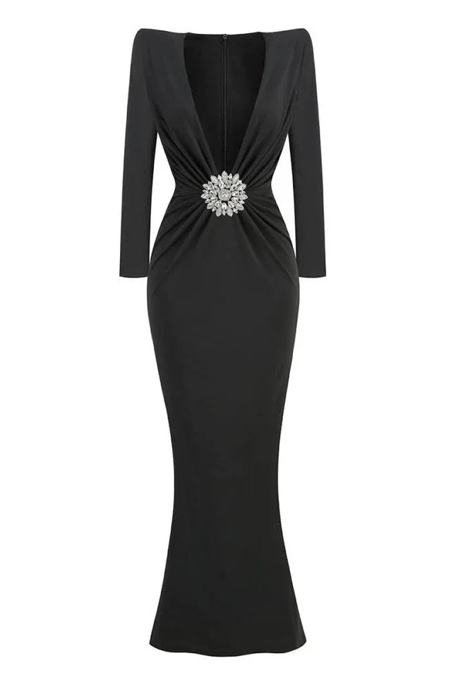 Formal Crepe V-Neck Long Sleeve Gown Secondary image