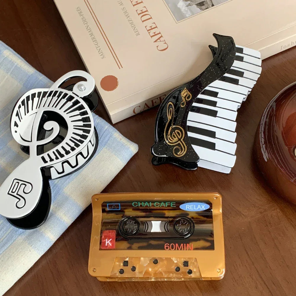 Whimsical Acetate Music & Retro Clip Collection (11 Styles) - TEVQA