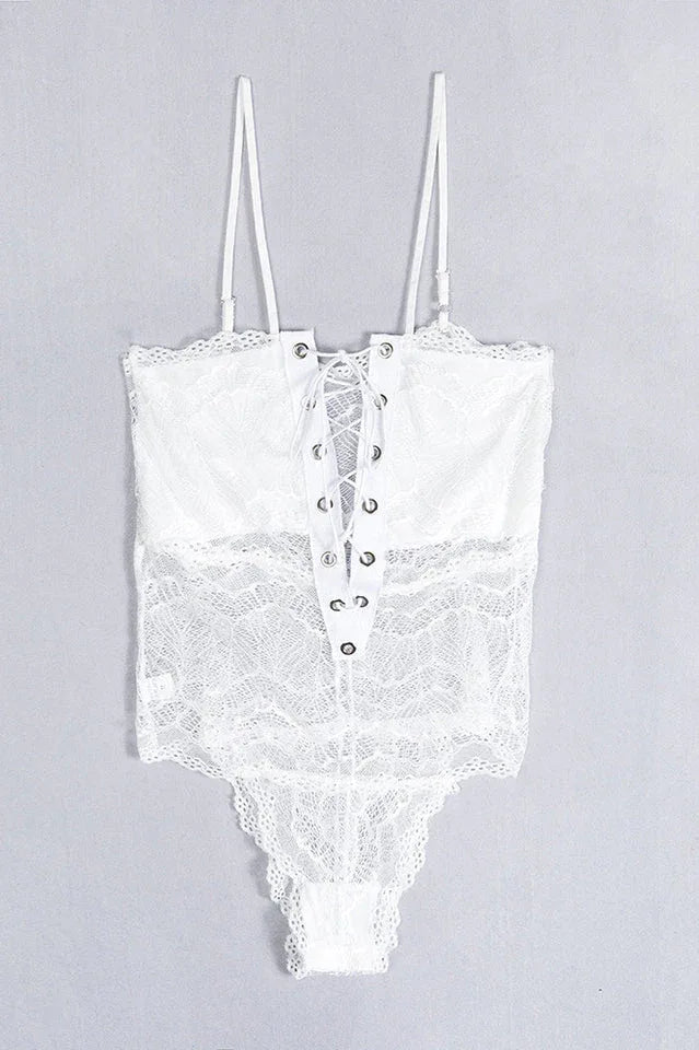 Hollow Out Lace Bodysuit & Lingerie - TEVQA