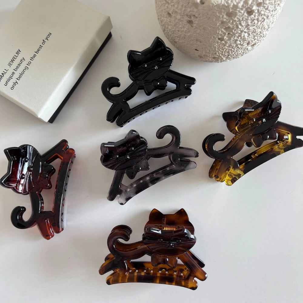 2.8 Inch Hollow Cat Acetate Hair Claw - Small/Medium Size