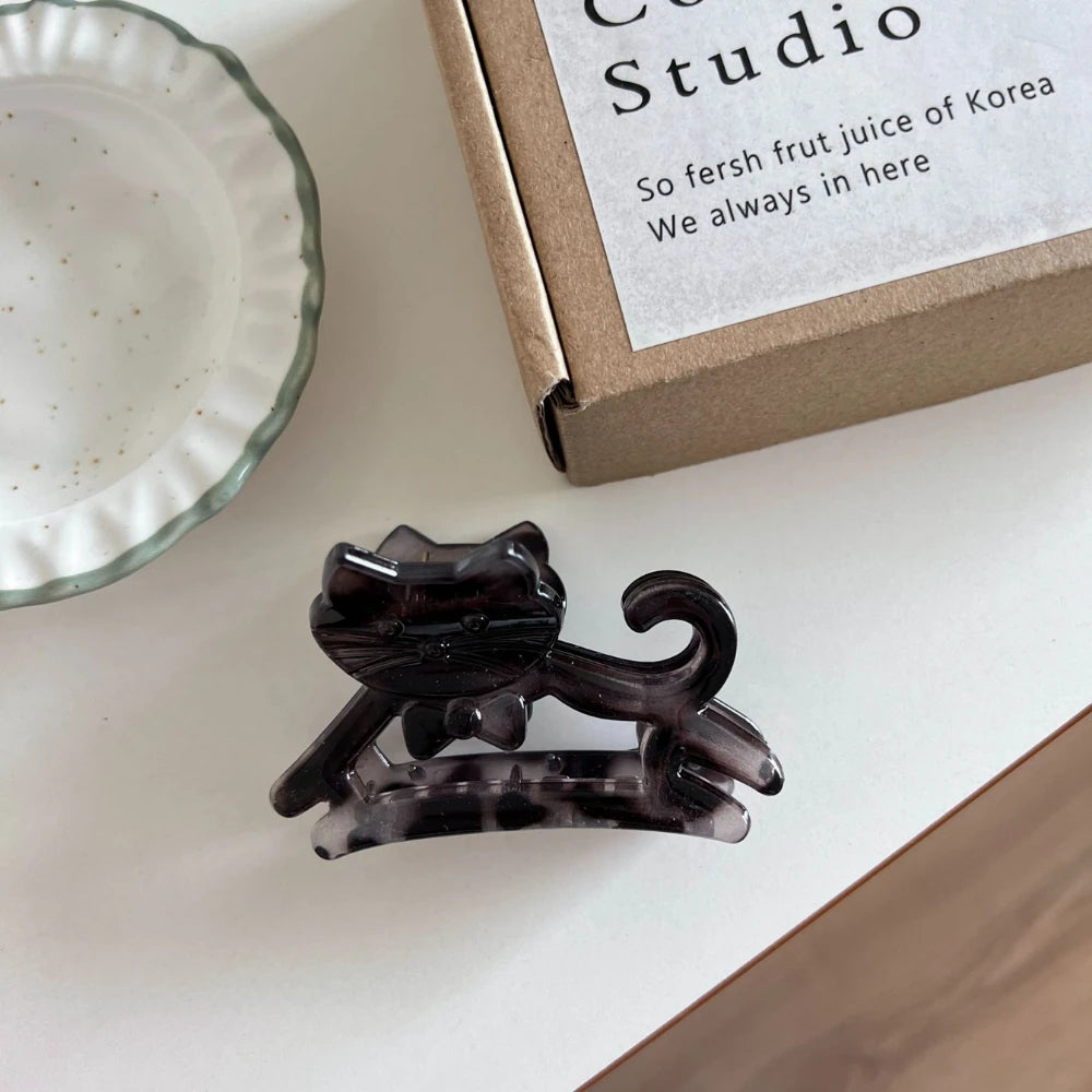 2.8 Inch Hollow Cat Acetate Hair Claw - Small/Medium Size