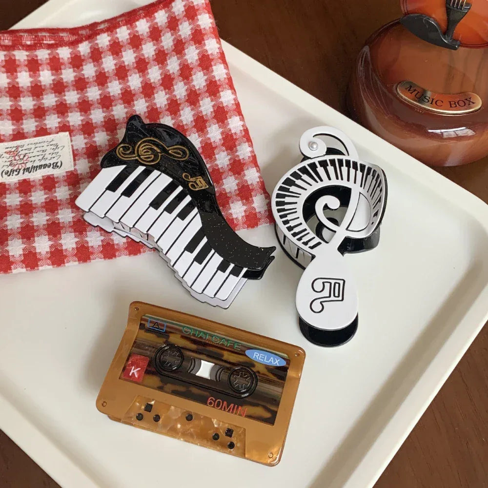 Whimsical Acetate Music & Retro Clip Collection (11 Styles) - TEVQA