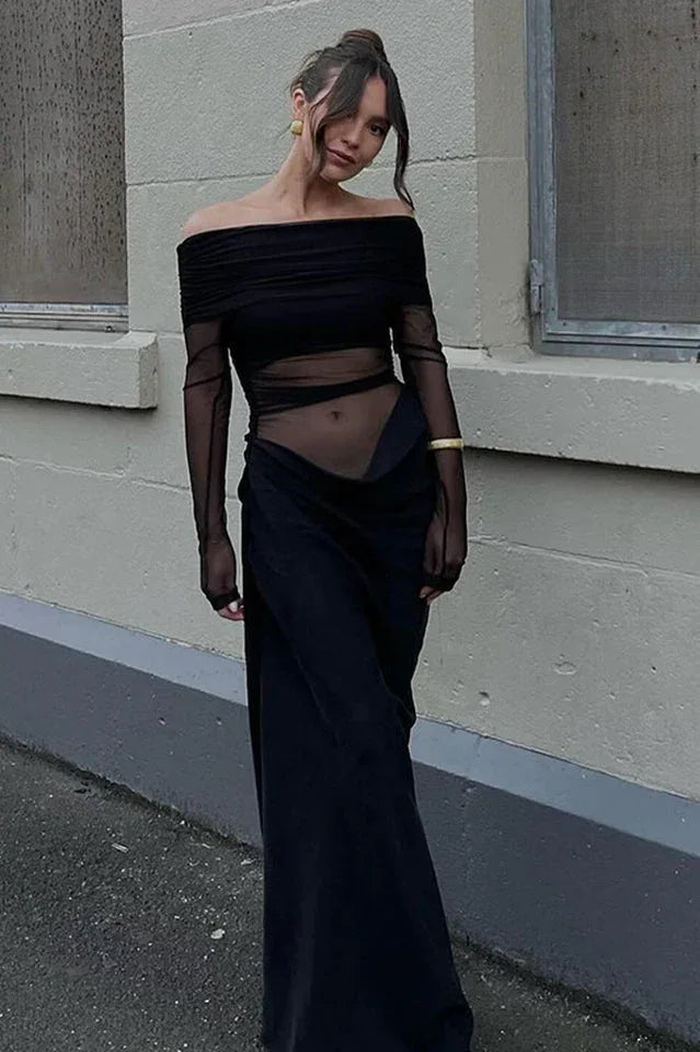 Off-shoulder column gown - View 16 | TEVQA
